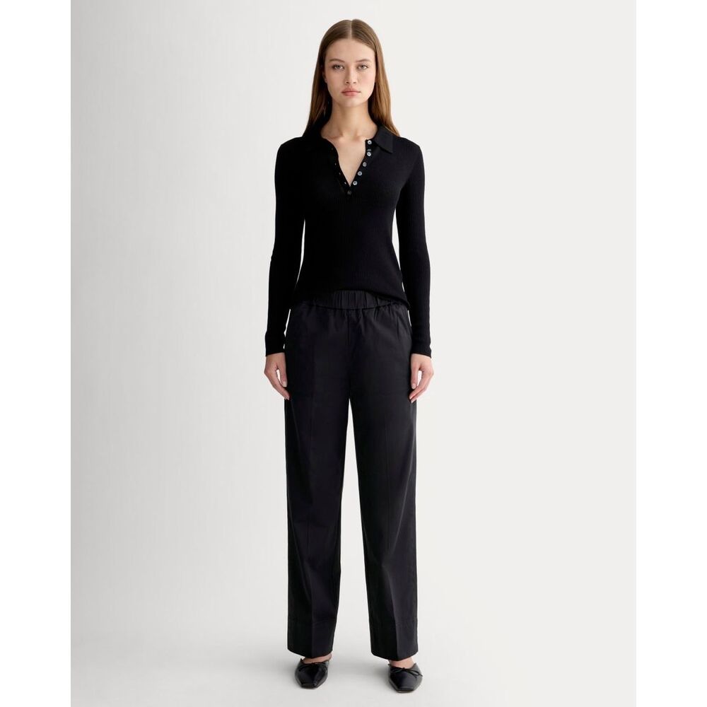 Everlane The Easy Pant in Black Organic Cotton Wide Leg Size XS NWT